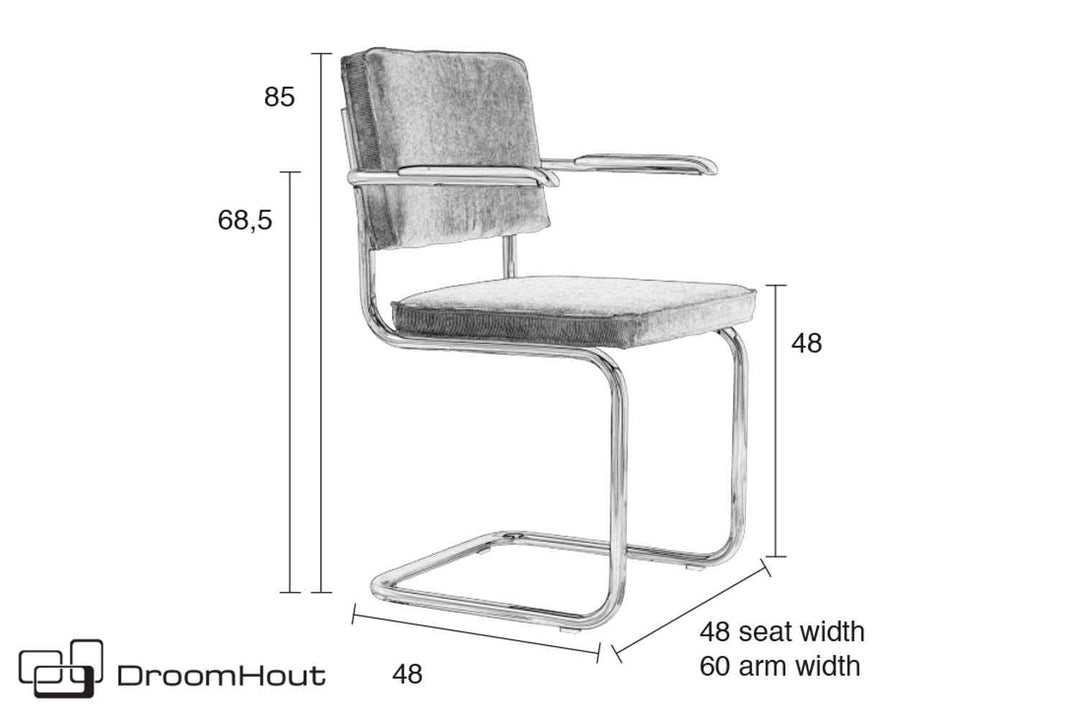 Stoel  Ridge Rib armchair Zuiver - zwart - 1 stuk